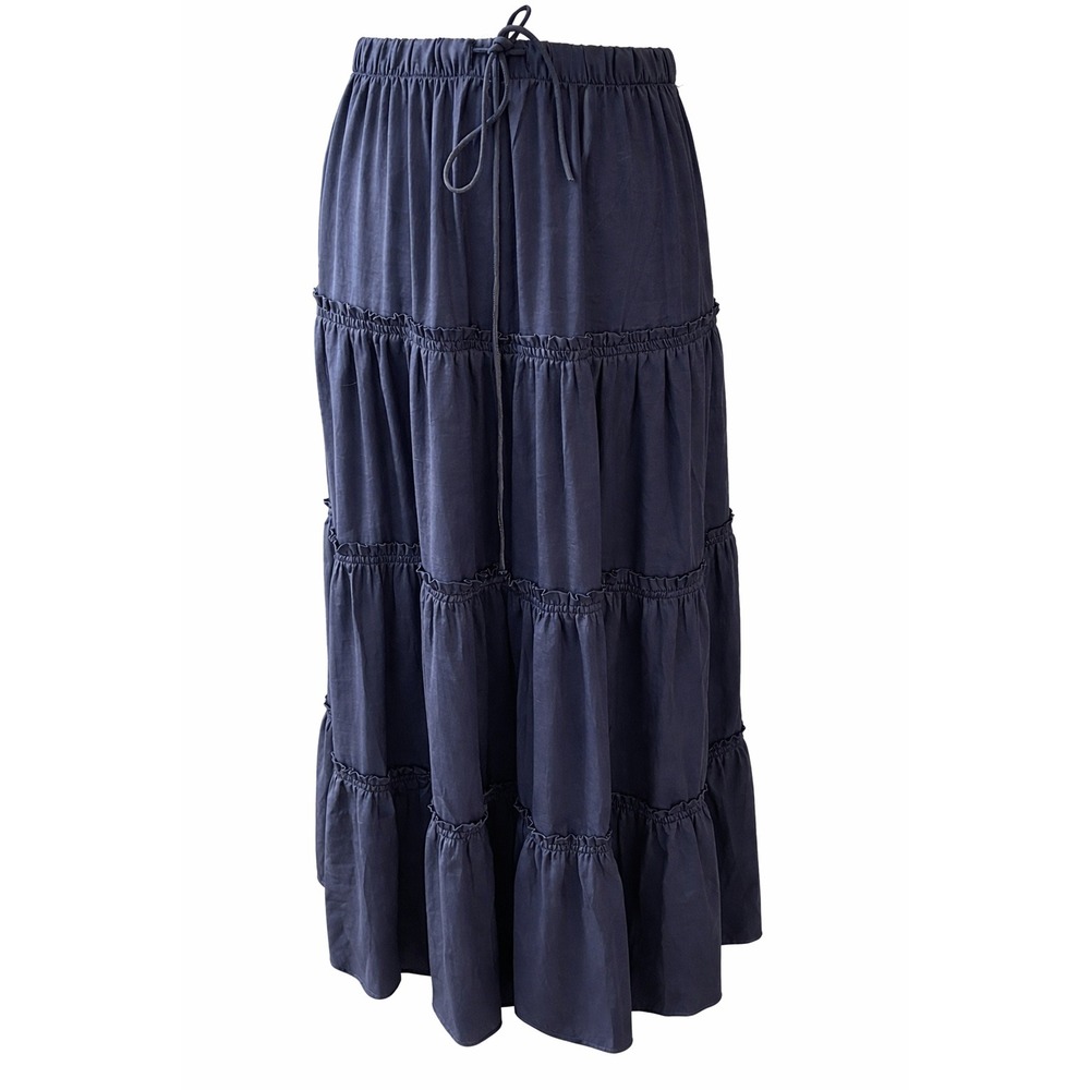Lucky Brand Charcoal Tiered Maxi Skirt Womens sz M Elastic Waist Boho Grunge NEW - Picture 4 of 4